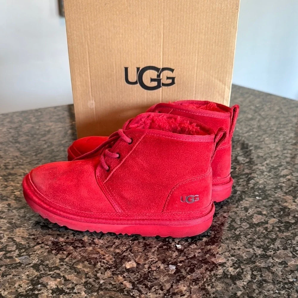 UGG Red Suede lace Booties 5 EUC
